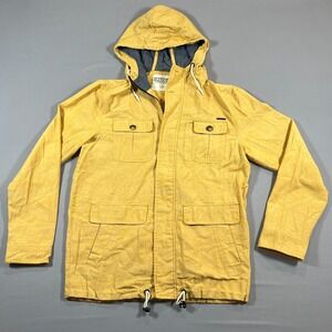 Ezekiel Jacket Womens Large Mustard Cotton Hooded Utility Pocket Full Zip Casual